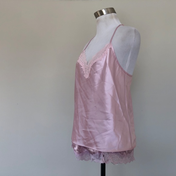 Pink Nightie Set Extra Small Pink Satin White Lace Internat'l Concepts Intimates - Picture 4 of 10